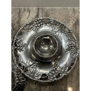 VTG 2001 Arthur Court Chip‎ & Dip Grape Vines Round Serving Tray Veggie Platter